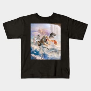 Big Cat Tiger As Flying Dragon Kids T-Shirt